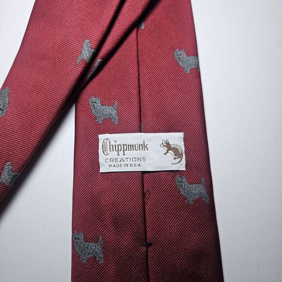 Vtg Chippmunk Creations Dog Tie /SKYE TERRIER/Burgundy - Picture 5 of 6